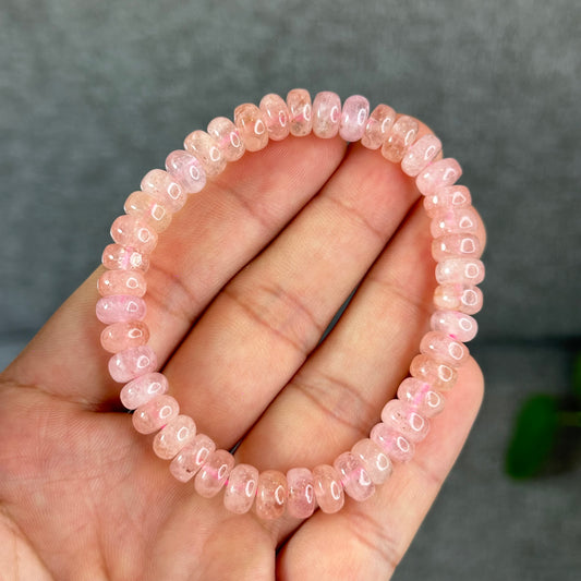 Natural Morganite rondelle Bracelet  Size 8mm ( brazil )