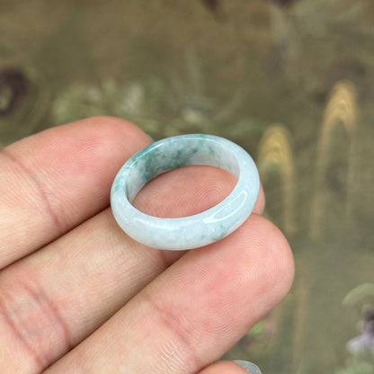 Natural Floating Floral Moss Green Semi Translucent VIP Ring Leaf Style Size 1.85