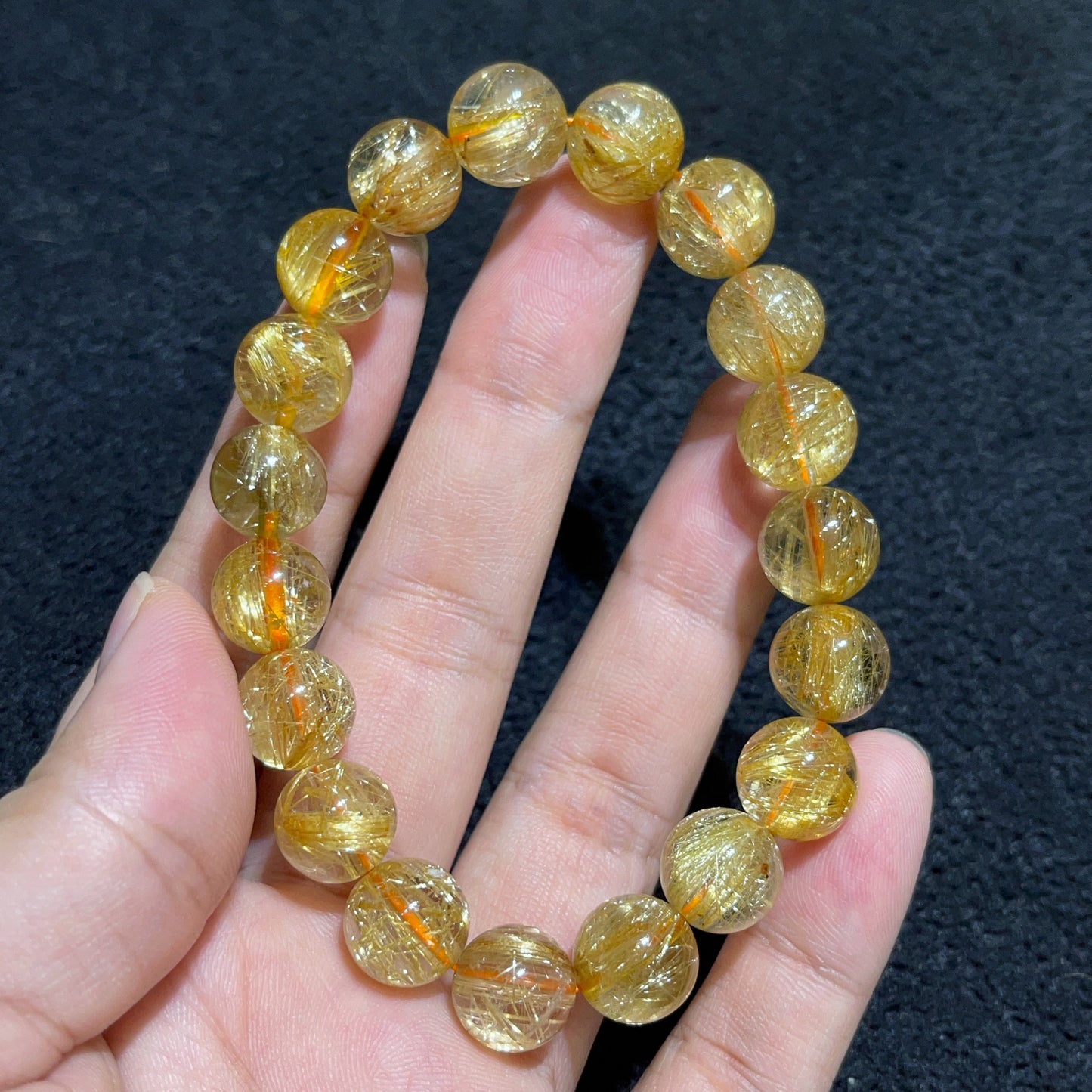 Natural Golden Rutilated Quartz Bracelet Size 10.5 mm