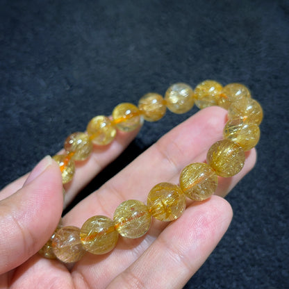 Natural Golden Rutilated Quartz Bracelet Size 10.5 mm