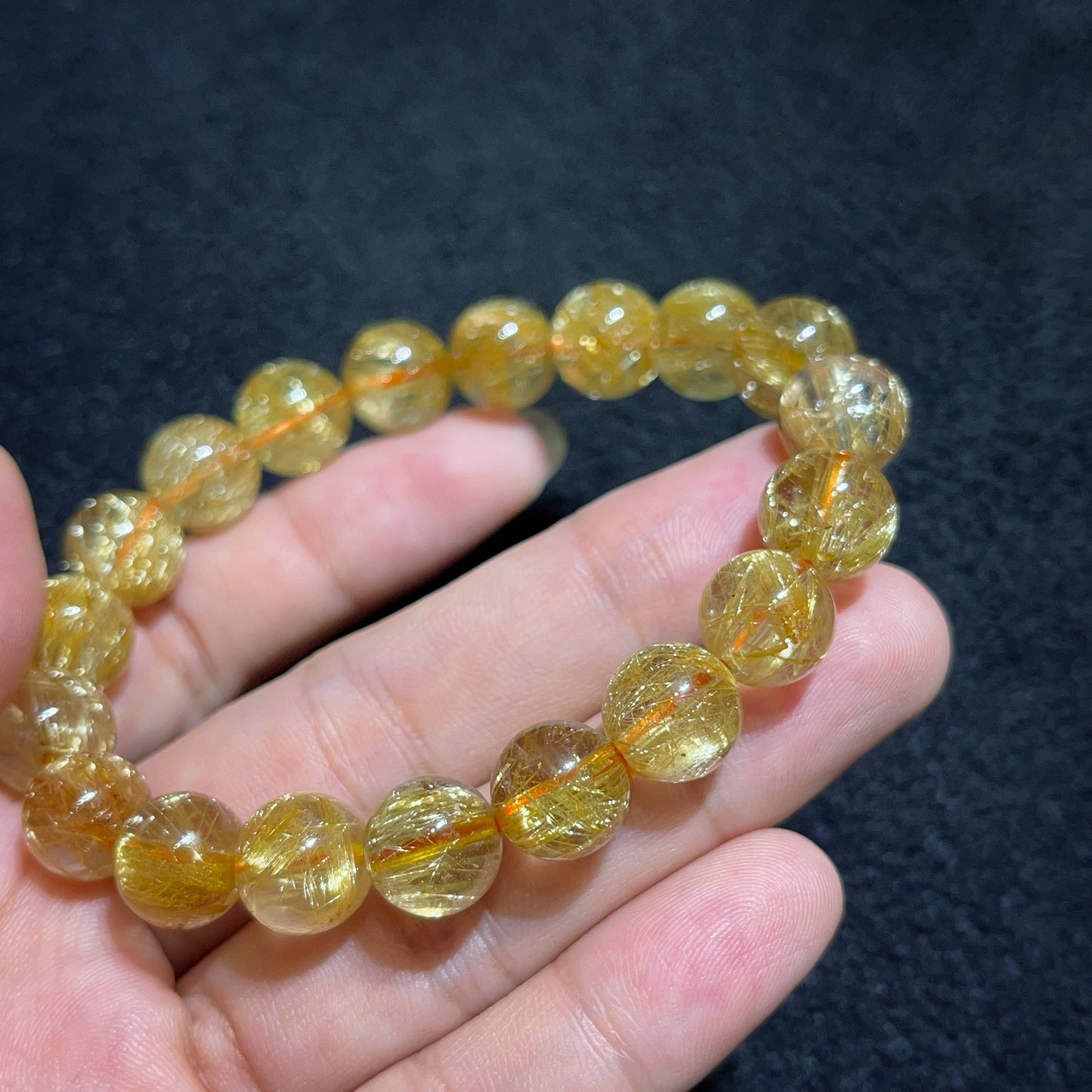 Natural Golden Rutilated Quartz Bracelet Size 10.5 mm