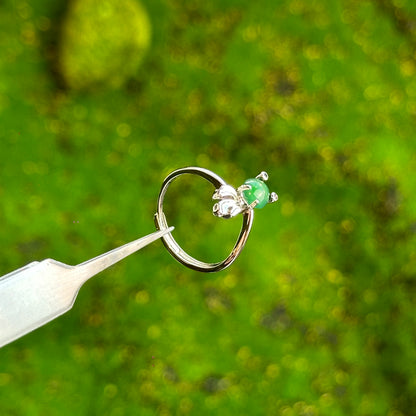 Koi Fish  Icy Imperial Green Jadeite Jade Ring Free size in Silver 925 Setting