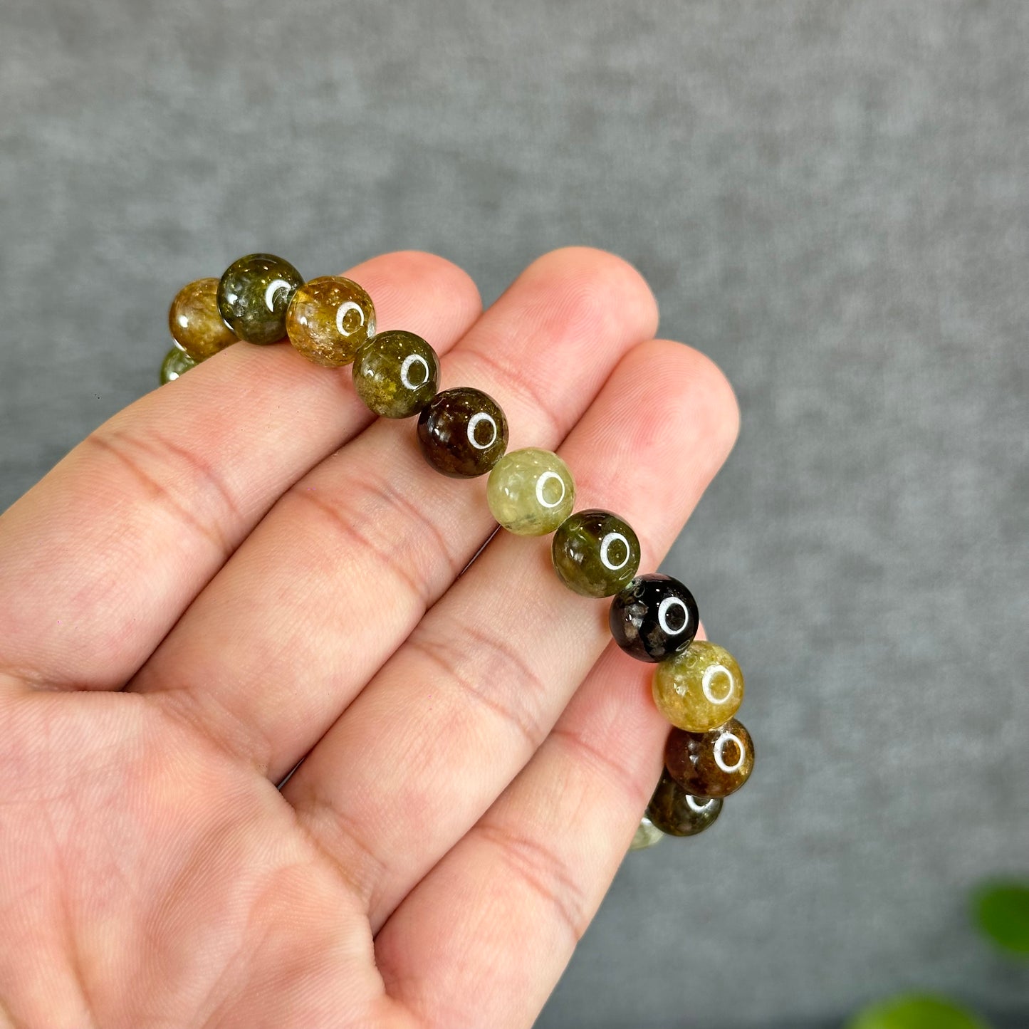 Bracelet Grenat Vert Taille 9 mm