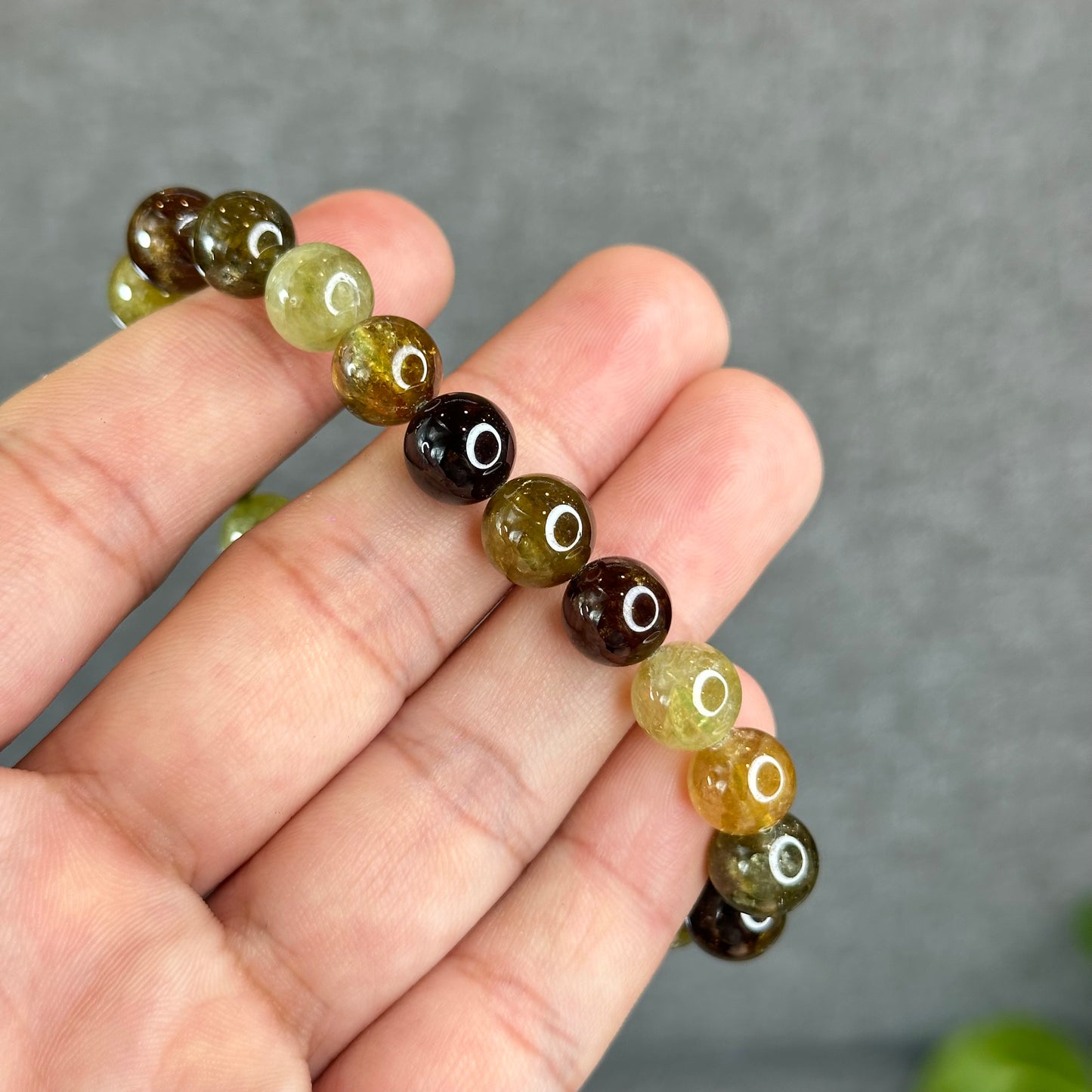 Bracelet Grenat Vert Taille 9 mm