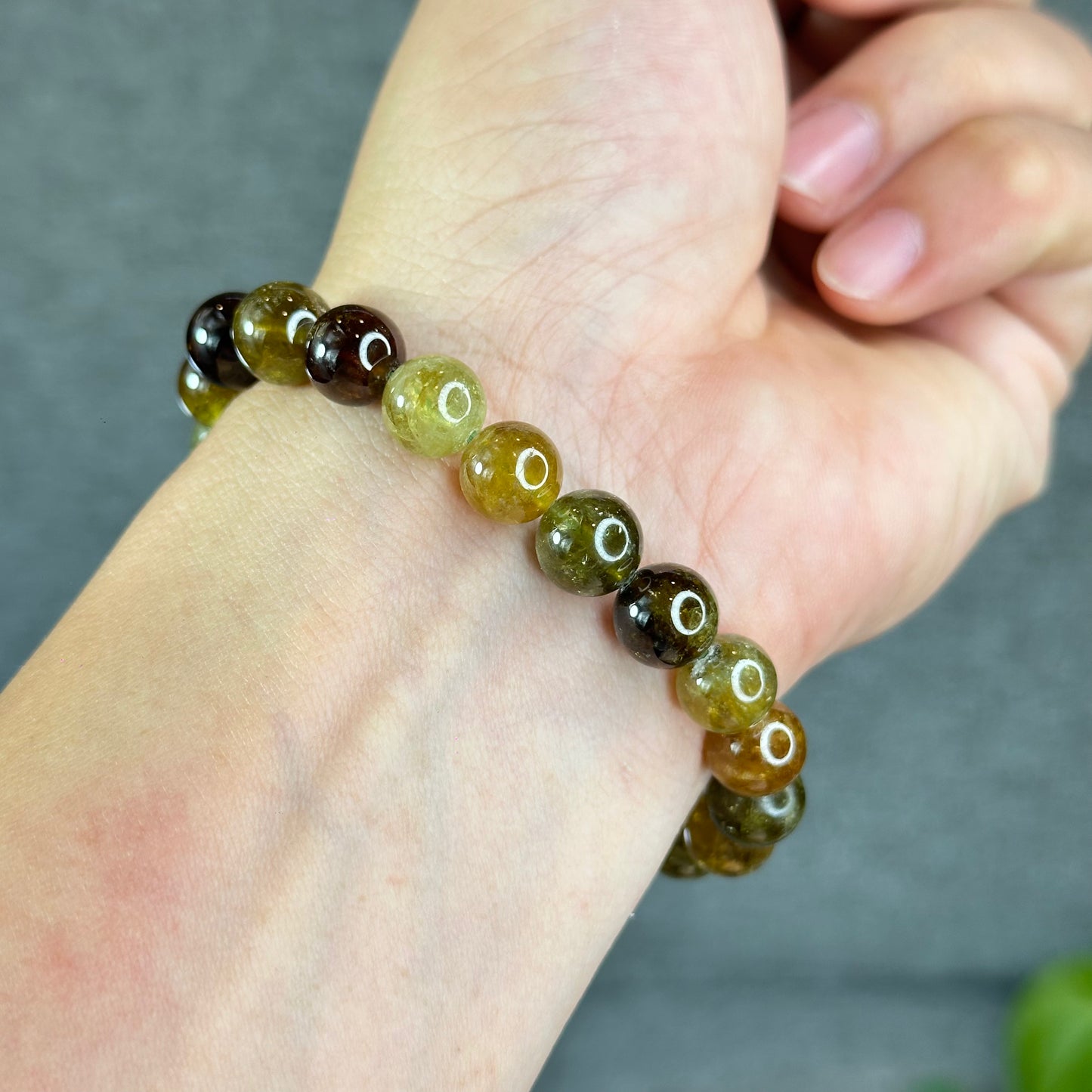 Bracelet Grenat Vert Taille 9 mm