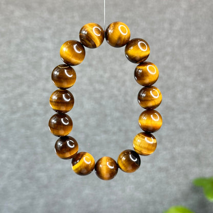 Bracelet Oeil de Tigre Marron Doré Taille 14 mm