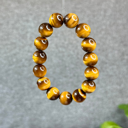 Bracelet Oeil de Tigre Marron Doré Taille 14 mm