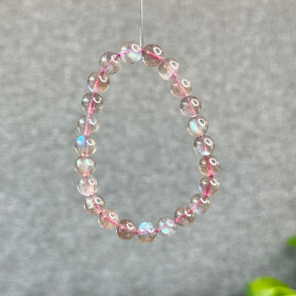 Natural Pink Labradorite Bracelet Size 8.5 mm