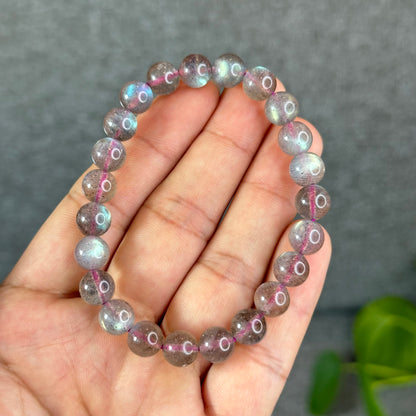 Natural Pink Labradorite Bracelet Size 8.5 mm