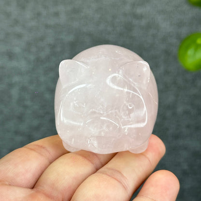 Natural Rose Quartz Pig Figurine