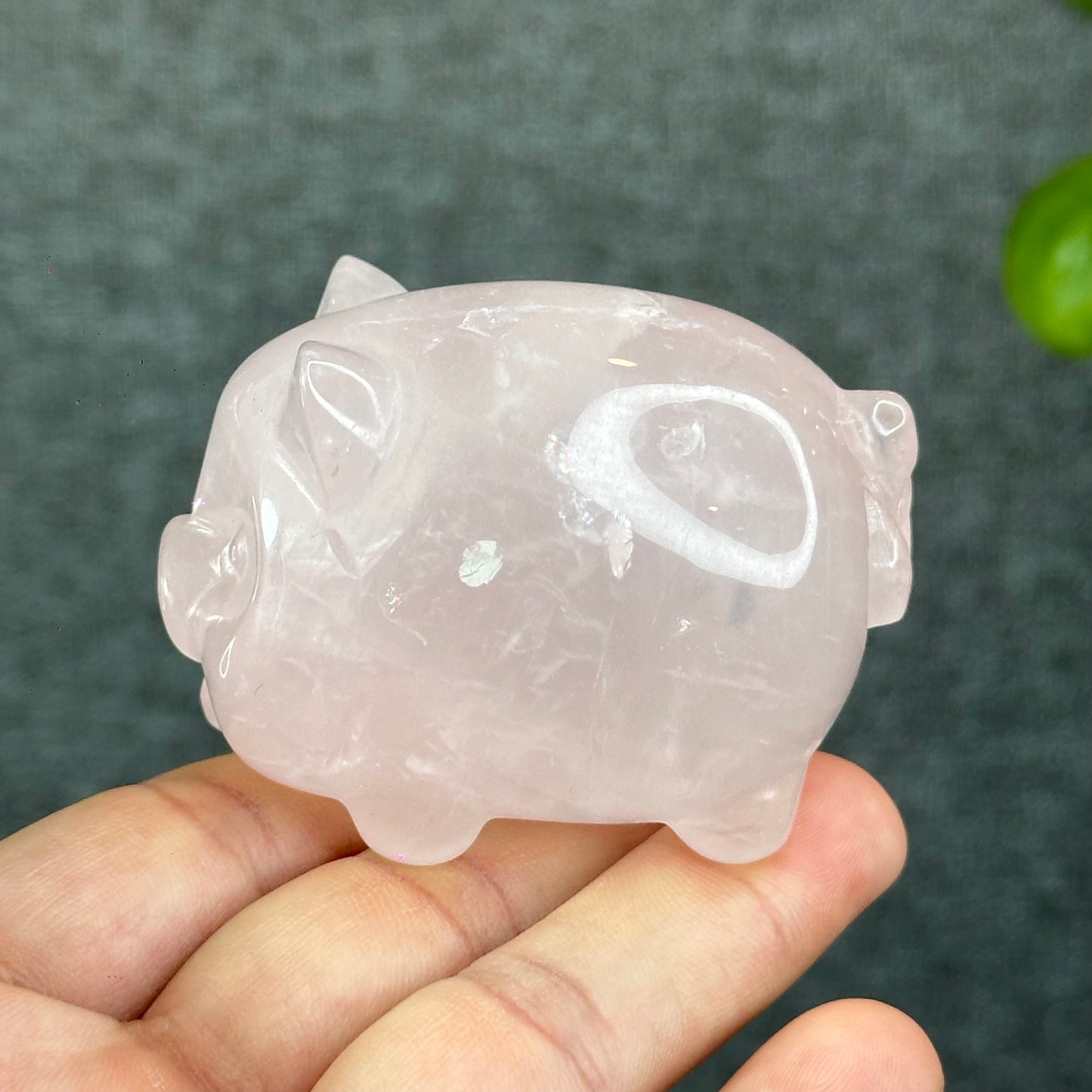 Natural Rose Quartz Pig Figurine