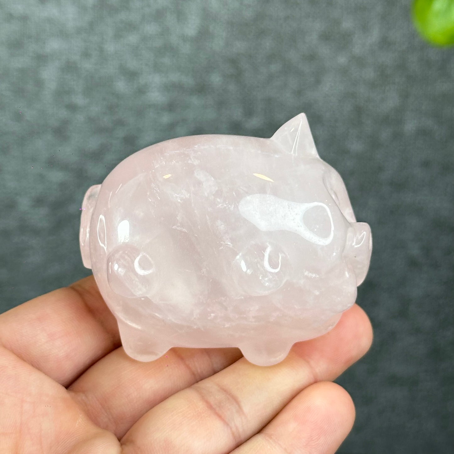 Natural Rose Quartz Pig Figurine