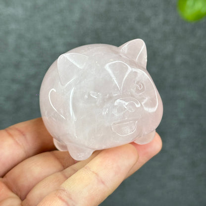Natural Rose Quartz Pig Figurine