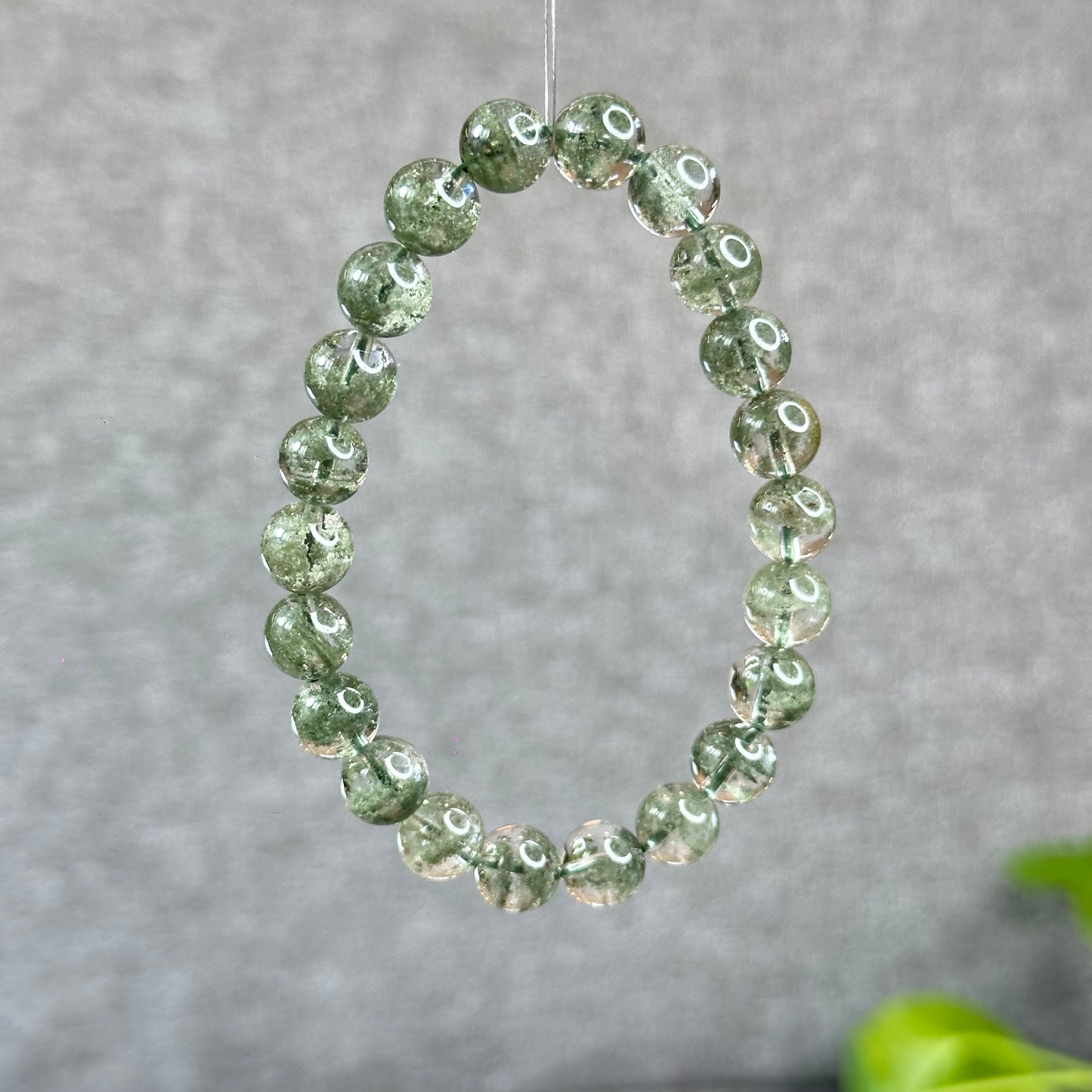 Natural Green Phantom Quartz Bracelet Size 8.5 mm
