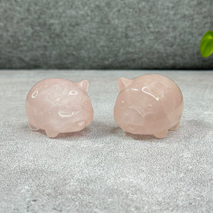 Natural Rose Quartz Pig Figurine