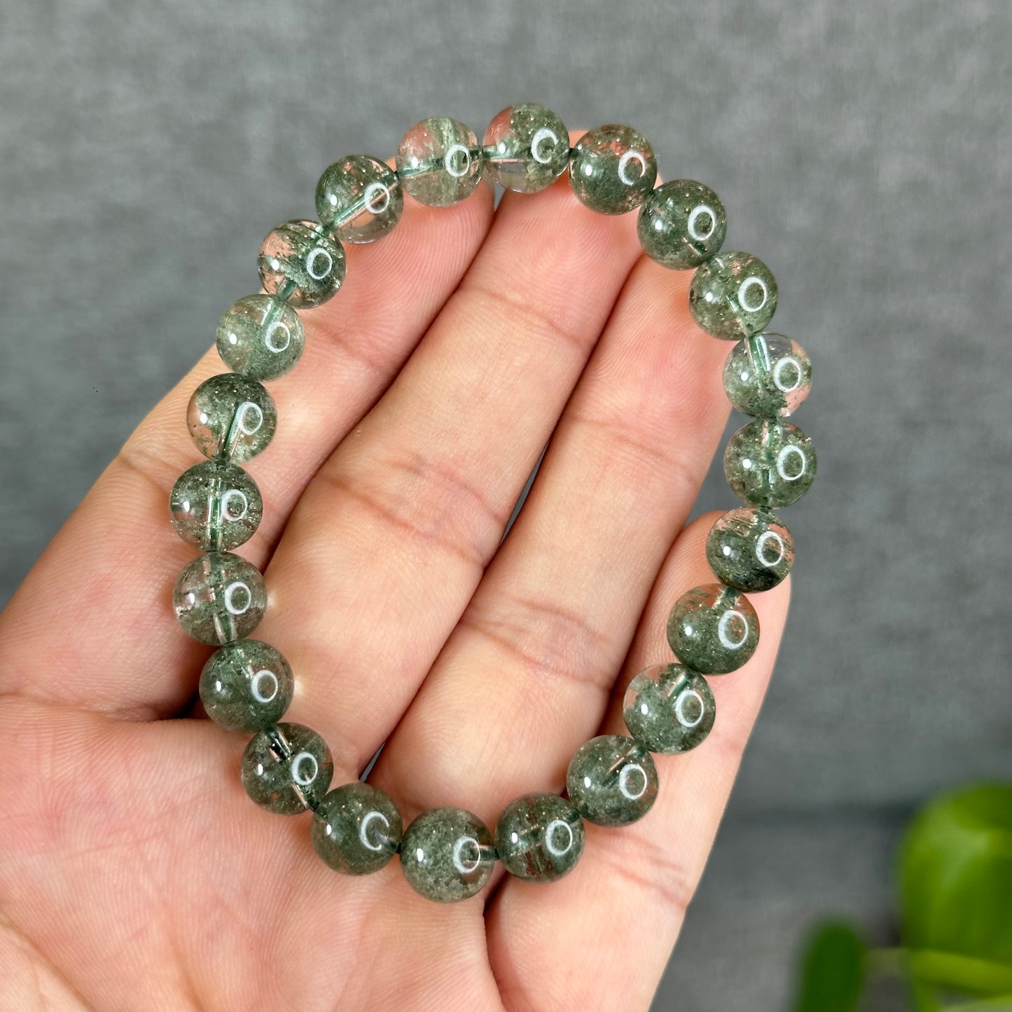 Natural Green Phantom Quartz Bracelet Size 8.5 mm