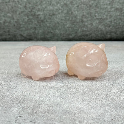Natural Rose Quartz Pig Figurine
