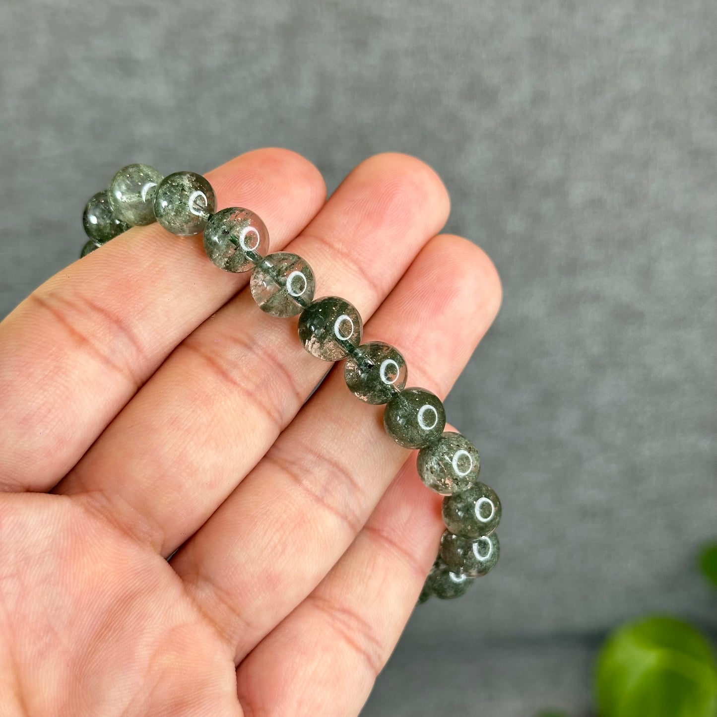 Natural Green Phantom Quartz Bracelet Size 8.5 mm