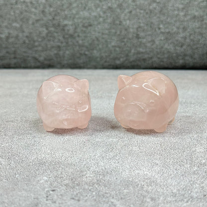Natural Rose Quartz Pig Figurine