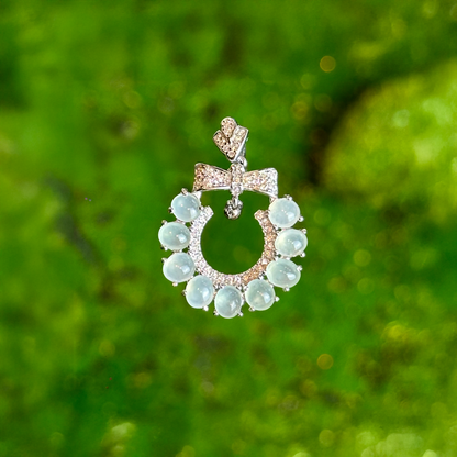 Wreath Icy Translucent Jadeite Jade Pendant in Silver 925 Setting