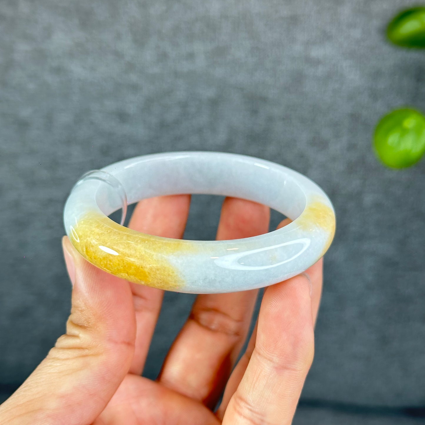 Natural Orange Jadeite Jade Bangle Leaf Style Size 55.5 mm