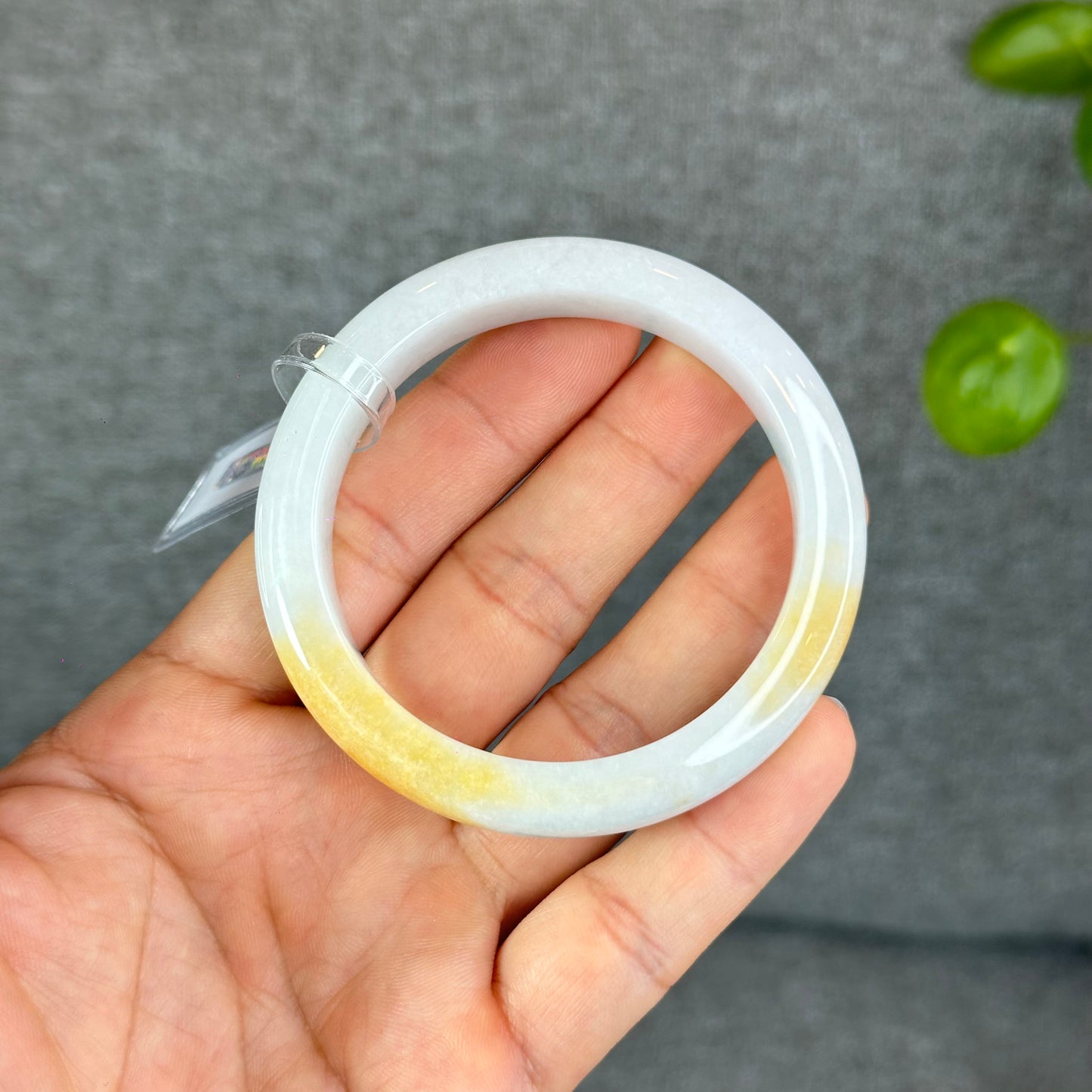 Natural Orange Jadeite Jade Bangle Leaf Style Size 55.5 mm