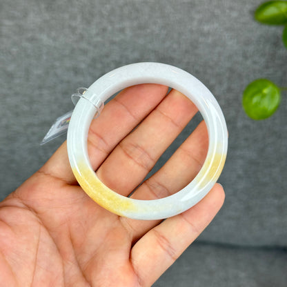 Natural Orange Jadeite Jade Bangle Leaf Style Size 55.5 mm