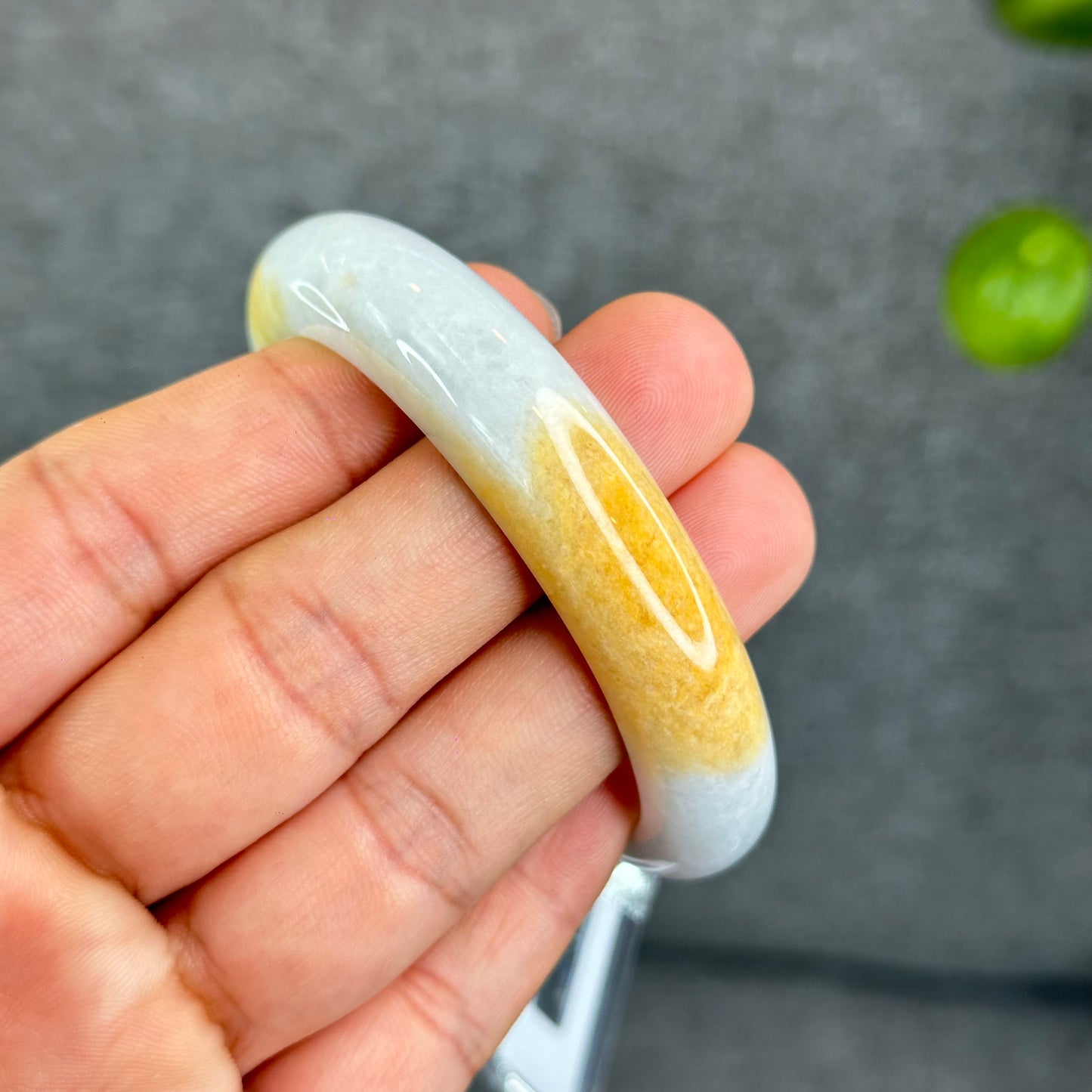 Natural Orange Jadeite Jade Bangle Leaf Style Size 55.5 mm