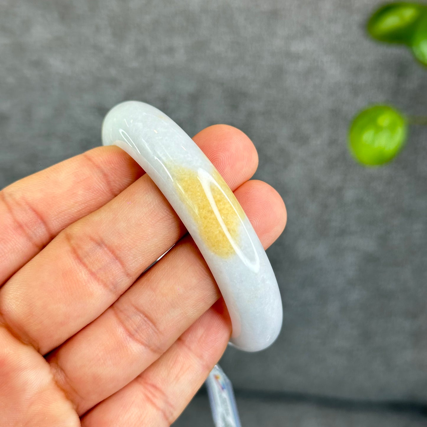 Natural Orange Jadeite Jade Bangle Leaf Style Size 55.5 mm
