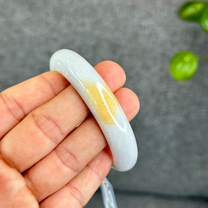 Natural Orange Jadeite Jade Bangle Leaf Style Size 55.5 mm
