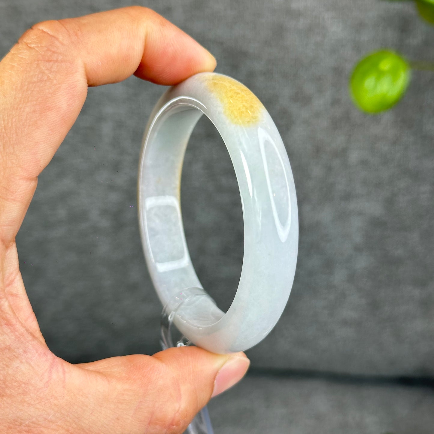 Natural Orange Jadeite Jade Bangle Leaf Style Size 55.5 mm