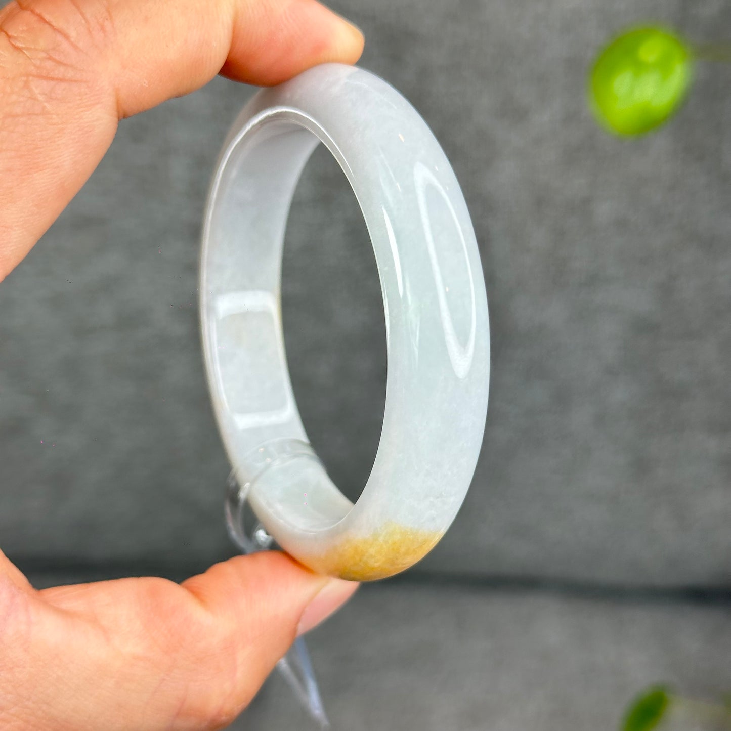 Natural Orange Jadeite Jade Bangle Leaf Style Size 55.5 mm