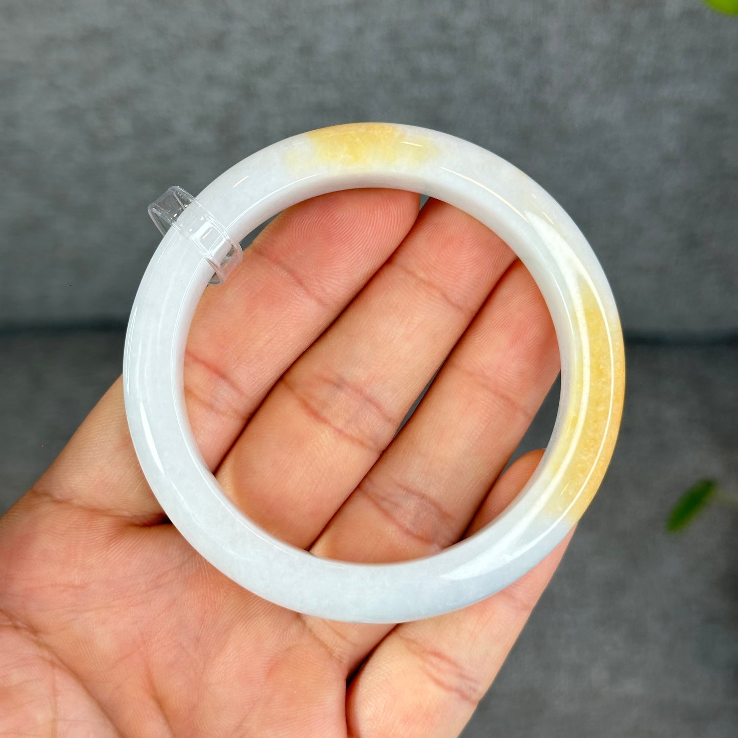 Natural Orange Jadeite Jade Bangle Leaf Style Size 55.5 mm