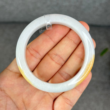 Natural Orange Jadeite Jade Bangle Leaf Style Size 55.5 mm