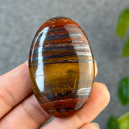 Red Titan Natural Tiger Eye Palm Stone