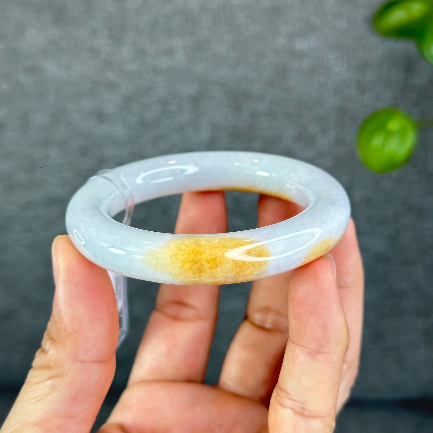 Natural Orange Jadeite Jade Bangle Chopstick Style Size 52.5 mm