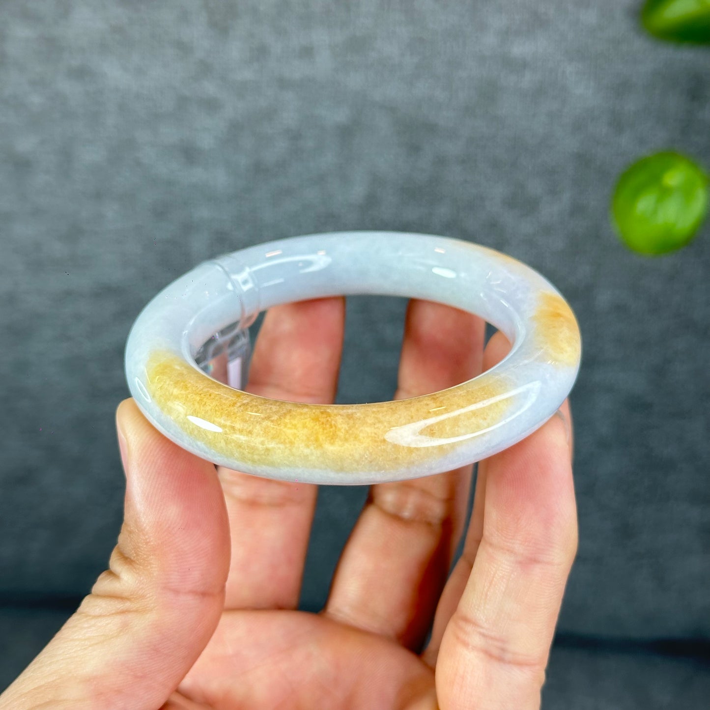 Natural Orange Jadeite Jade Bangle Chopstick Style Size 52.5 mm