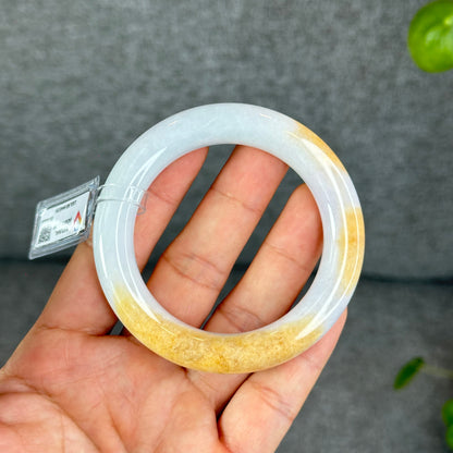 Natural Orange Jadeite Jade Bangle Chopstick Style Size 52.5 mm