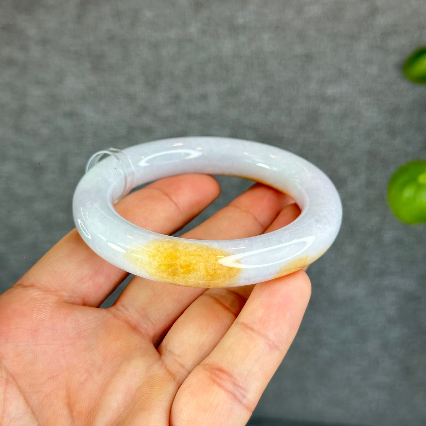 Natural Orange Jadeite Jade Bangle Chopstick Style Size 52.5 mm