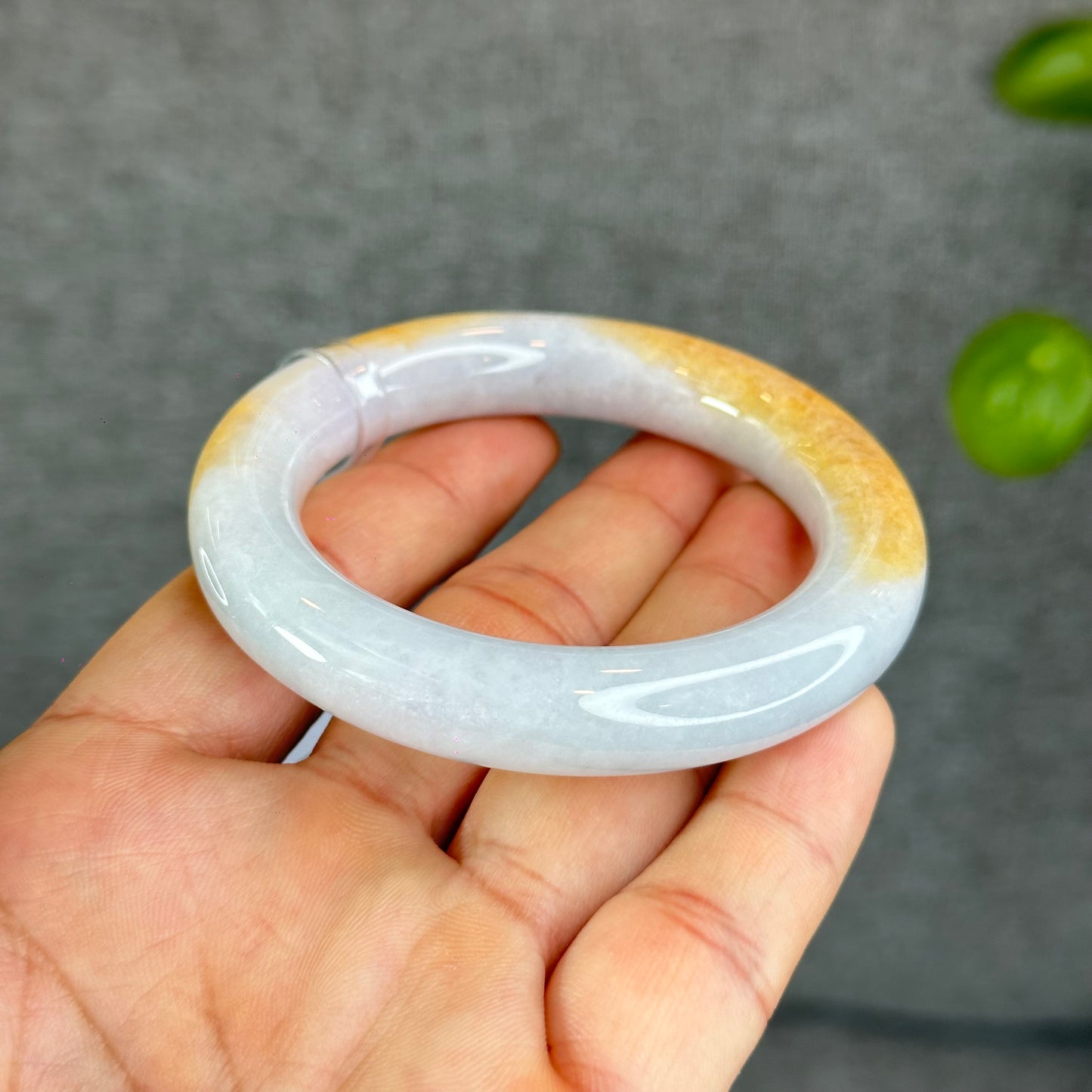 Natural Orange Jadeite Jade Bangle Chopstick Style Size 52.5 mm