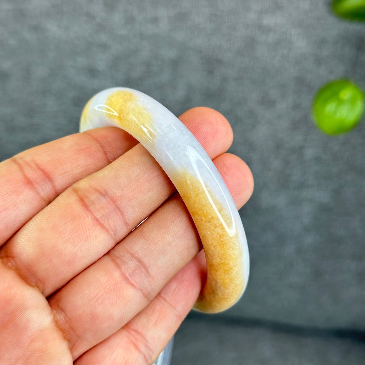 Natural Orange Jadeite Jade Bangle Chopstick Style Size 52.5 mm
