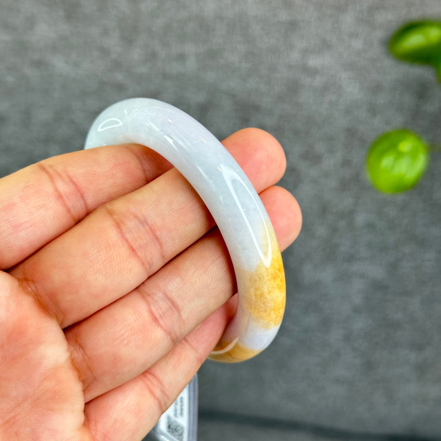 Natural Orange Jadeite Jade Bangle Chopstick Style Size 52.5 mm