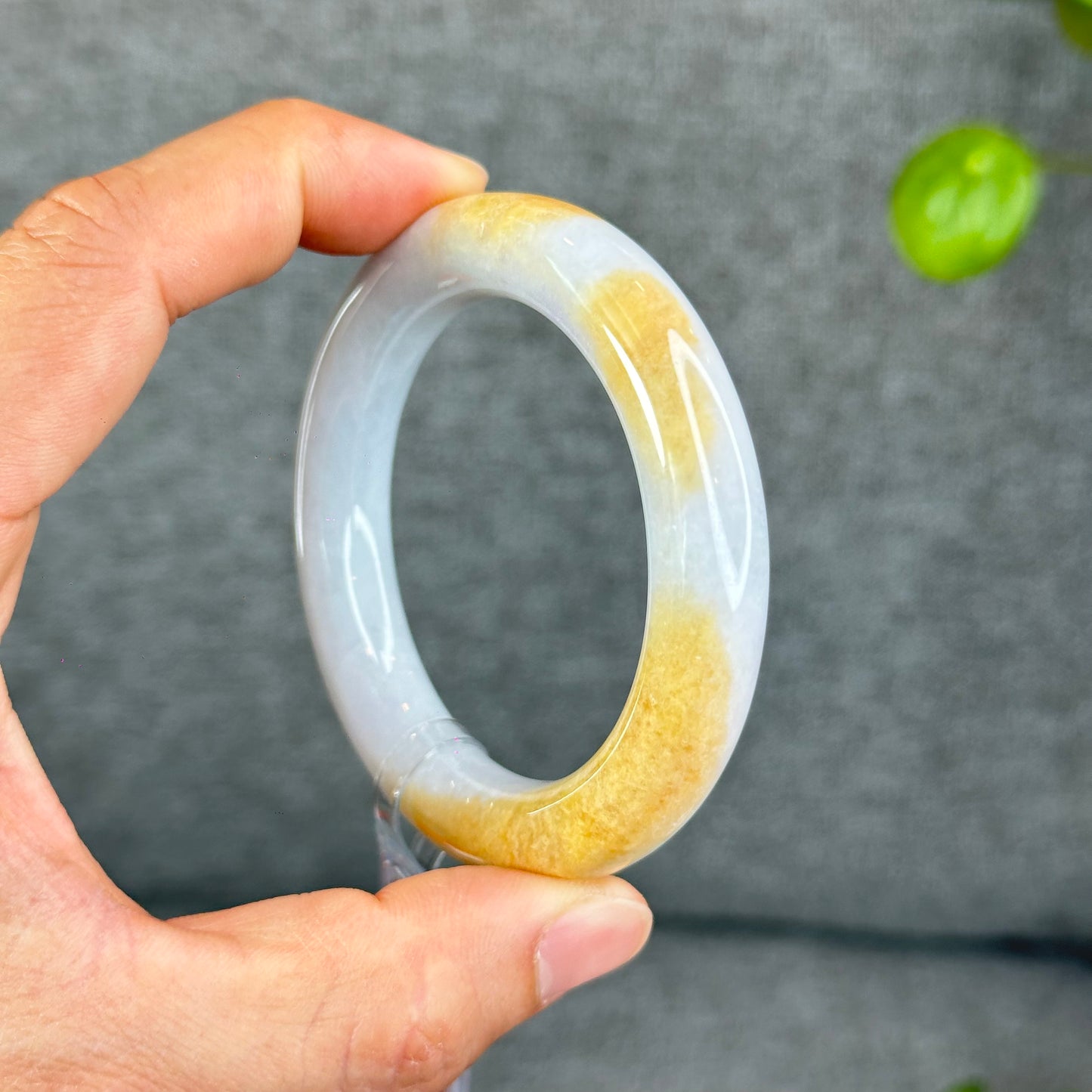 Natural Orange Jadeite Jade Bangle Chopstick Style Size 52.5 mm