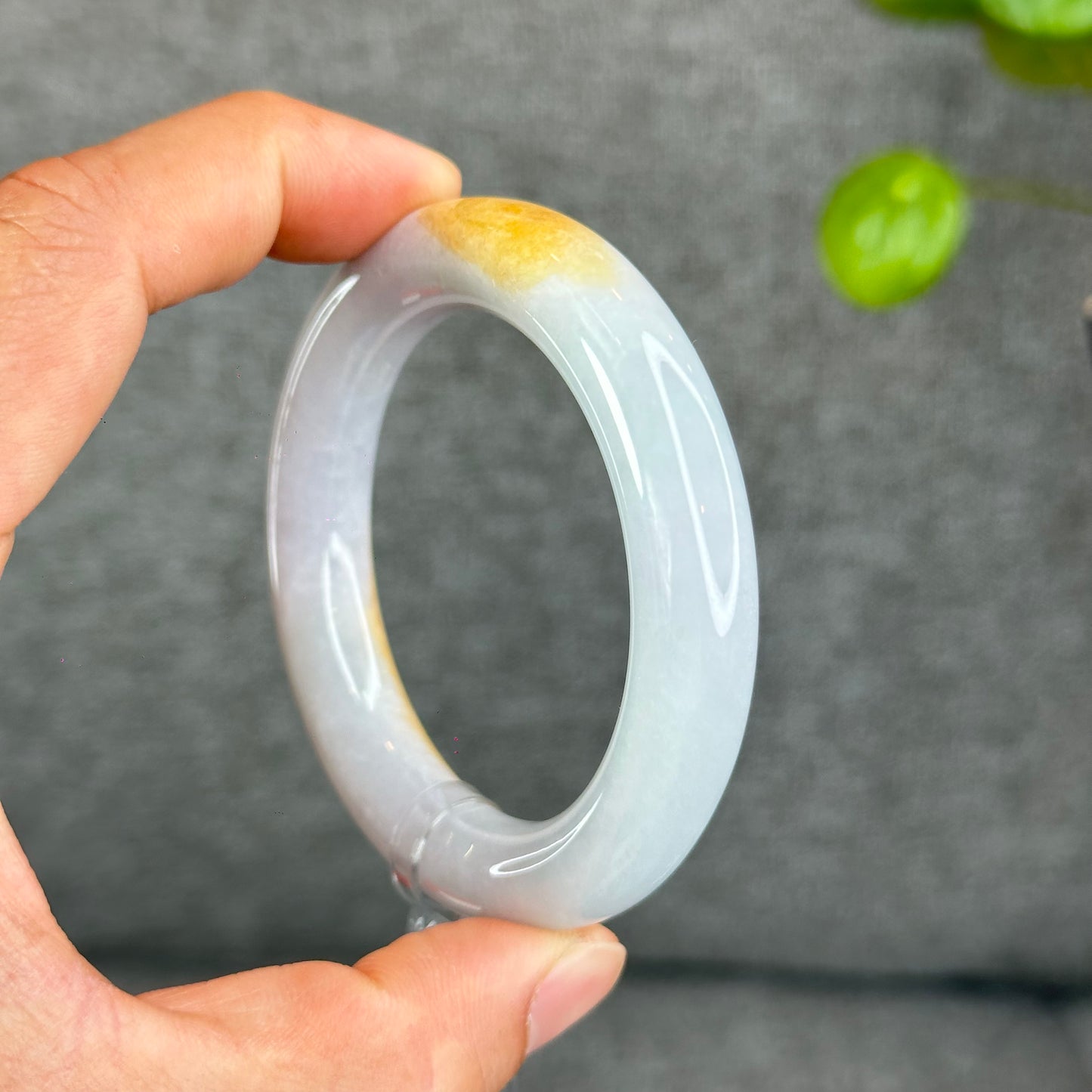 Natural Orange Jadeite Jade Bangle Chopstick Style Size 52.5 mm