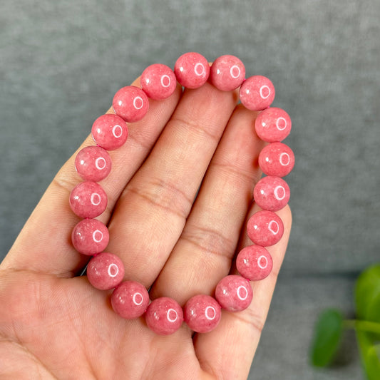 Natural Pink Rhodonite Bracelet Size 10 mm Madagascar