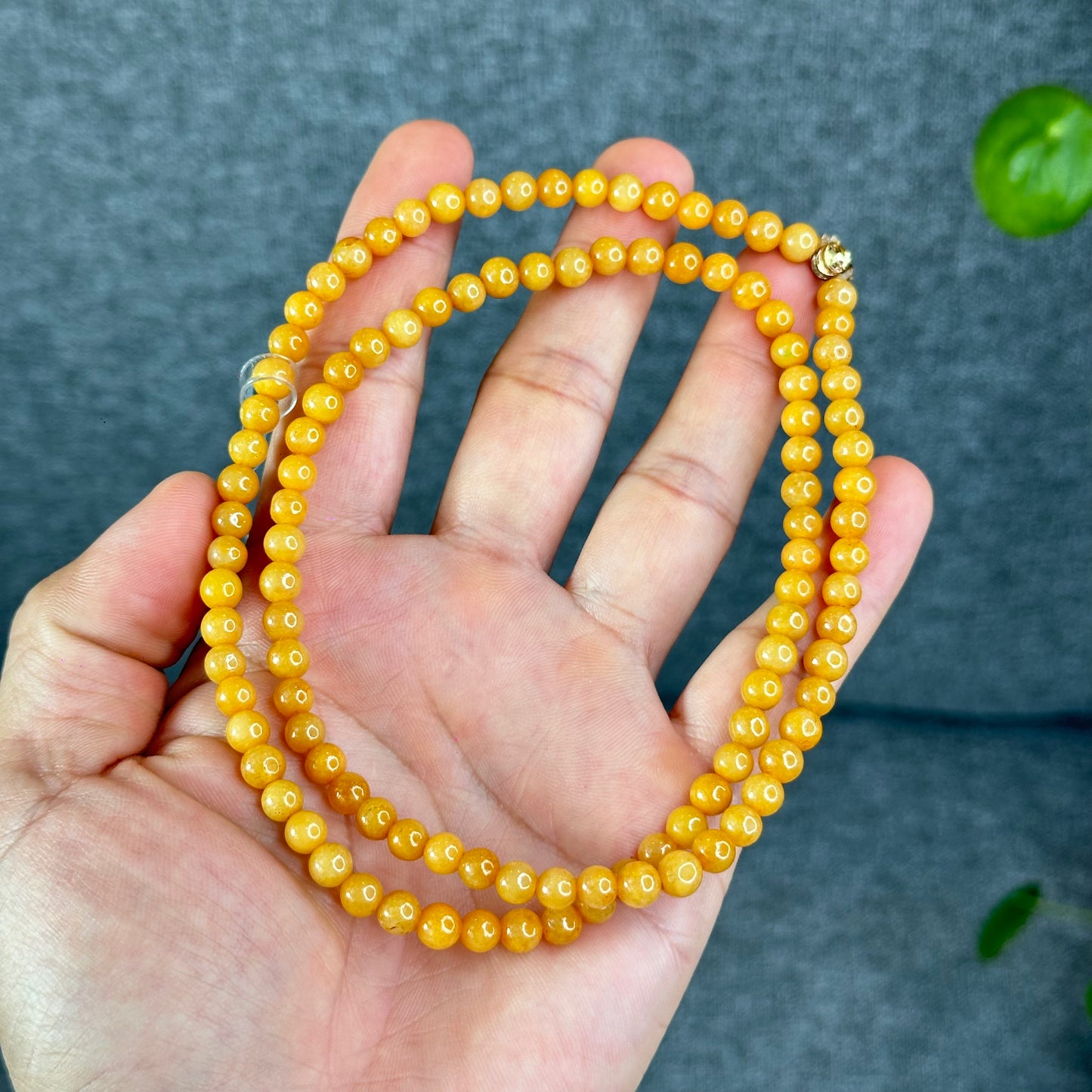 Natrual Orange Jadeite Jade Triple Wrap VIP Bracelet Size 6 mm