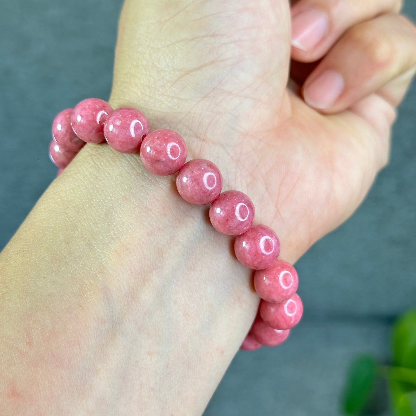 Bracelet Rhodonite Rose Taille 10 mm
 Madagascar