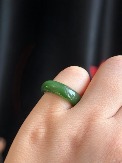 Natural Nephrite Jade Ring Leaf Style Size 1.6