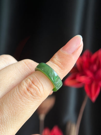 Natural Nephrite Jade Ring Square Style Size 1.45
