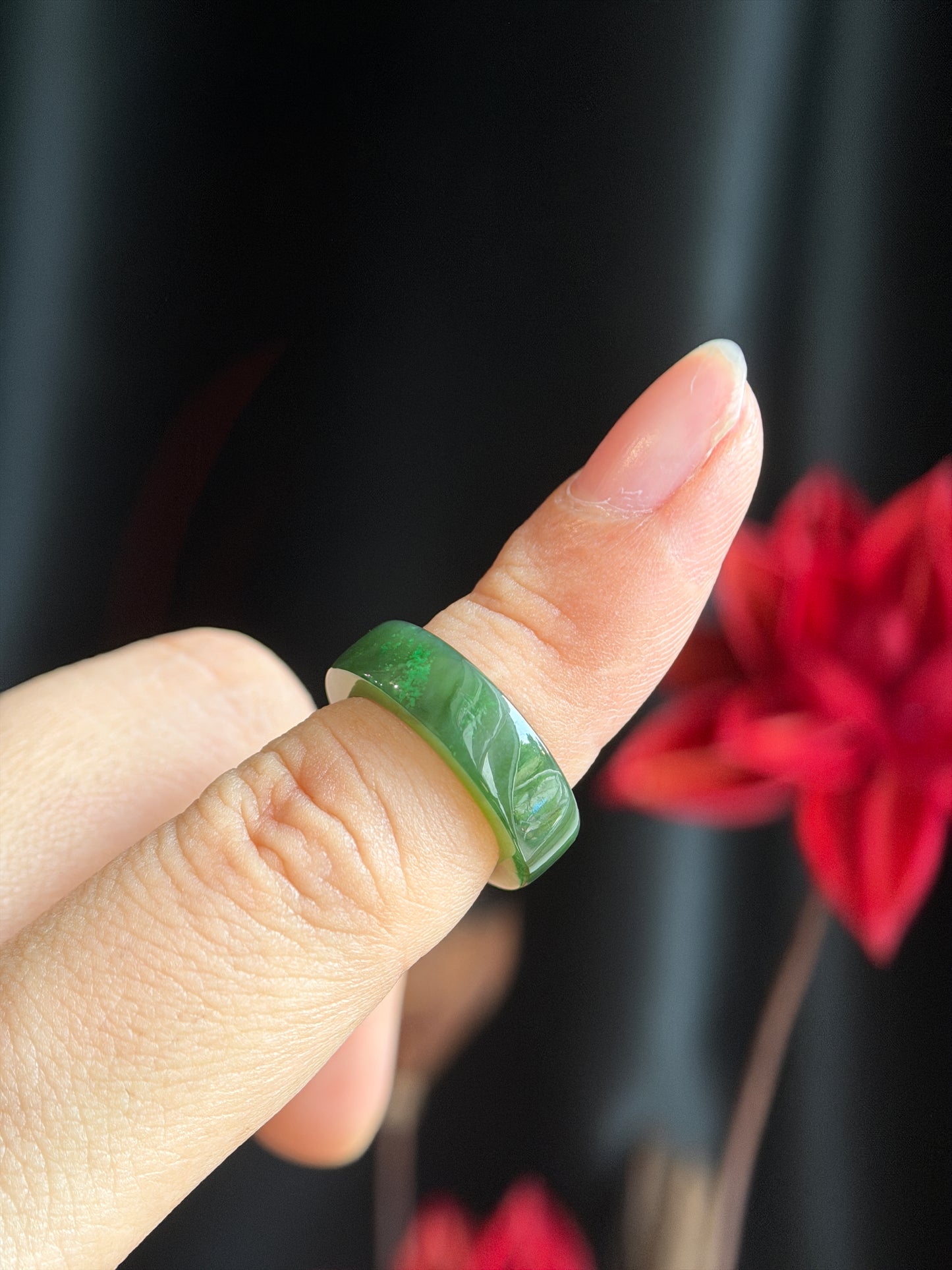 Natural Nephrite Jade Ring Square Style Size 1.45